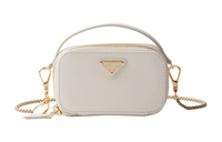 PRADA Leather Crossbody Bag Shoulder Bag Mini Women's White