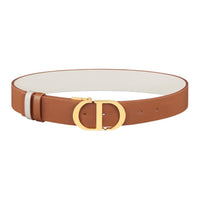 DIOR 30 Montaigne Emblem Buckle Pin Buckle Leather Belts Women's Brown 3.5CM