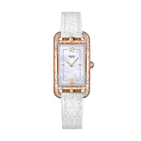 HERMES Wrist Watch Quartz Movement Crocodile Leather Strap 27*20mm White Dial Unisex