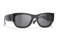 CHANEL Acetate Square Sunglasses Women's Black