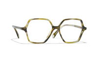 CHANEL Acetate Irregular Shape Eyeglass Frames Women's Green