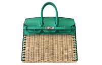 HERMES Birkin Wicker Patchwork Leather Birkin Bag Rattan Handbag Regular Women's 6W Menthe Mint Green