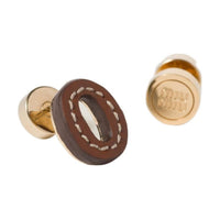 MIU MIU Metal Stud Earrings Women's Cognac