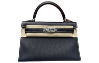 HERMES Mini Kelly 2nd Generation Goatskin Kelly Handbag Regular Women's Black