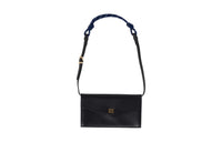 MIU MIU Fabric With Leather One Shoulder Wallet Women's Black & Baltic Sea Blue
