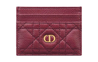 DIOR Caro Soft Cow Leather Card Clip Card Holder Regular Women's Deep Peach Red