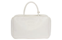 MIU MIU Leather Bowling Bag Handbag Women's White