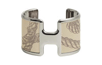 HERMES Calfskin Palladium-Plated Bangles Women's Brown
