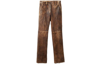 MIU MIU Leather Pants Women's Brown