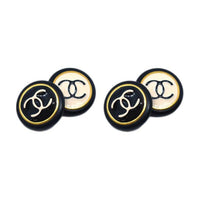 CHANEL 1997 Cc Button Clip on Earrings