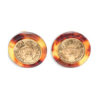 CHANEL 1997 Tortoiseshell effect Coin Clip on Earrings