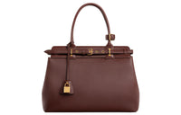 CELINE Calfskin Handbag Regular Women's Dark Brown