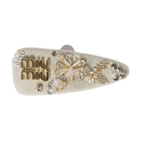 MIU MIU Lambskin Hair Clips Unisex Chalk