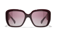 CHANEL Acetate Square Sunglasses Men's Burgundy