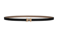 HERMES Bubble Letter With Buckle Smooth Buckle Calfskin Leather Belts Women's Black 1.3cm