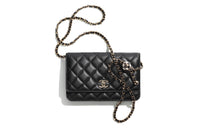 CHANEL 23C Spring WOC Sheepskin Crossbody Bag Women's Black