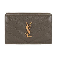 SAINT LAURENT Leather Wallet Mini Women's Green