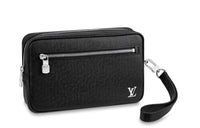 LOUIS VUITTON Cow Leather Clutch Men's Black