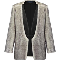 LOUIS VUITTON Satin Lapel Faux Fur Blazer
