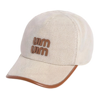 MIU MIU Cloth Leather Baseball Caps Women's Beige