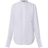 LOUIS VUITTON Collarless Pinstripe Silk Shirt