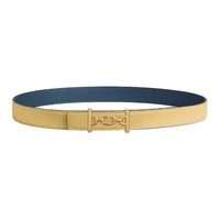 HERMES Calfskin Leather Belts Women's Yellow 2.4CM