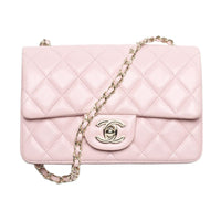 CHANEL Lambskin Shoulder Bag Mini Women's Light Pink
