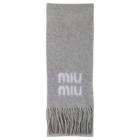 MIU MIU Wool, Mohair, Fabric Knit Scarves Unisex Gray