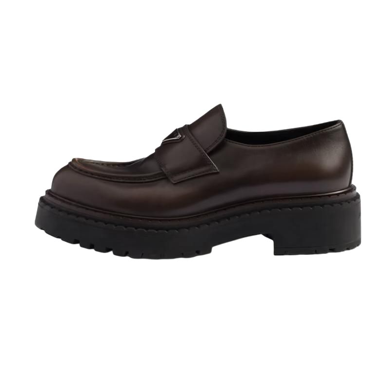 PRADA Double Loafers 6cm Men's Dark Brown