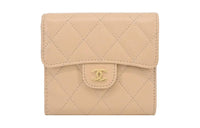 CHANEL Calfskin Wallet Women's Beige