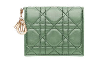 DIOR Lady Dior Lambskin Wallet Mini Women's Deep Mint
