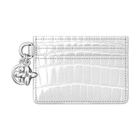 LOUIS VUITTON Crocodile Leather Card Holder Regular Women's Silver White