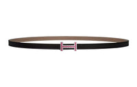 HERMES Leather Belts Women's Black/Elephant Gray