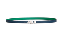 HERMES Emblem Double-Sided Pattern Smooth Buckle Leather Belts Unisex Green Width: 1.3cm