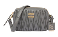 MIU MIU Matelassé Sheepskin Crossbody Bag Shoulder Bag Women's Light Gray