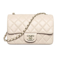 CHANEL Sheepskin Crossbody Bag Shoulder Bag Mini Women's Light Beige