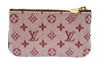 LOUIS VUITTON Canvas With Leather Clutch Wallet Coin Purse Mini Women's Dark Red