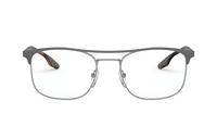 PRADA Plastic Metal Irregular Shape Eyeglass Frames Men's Gray