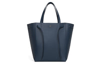CELINE Grained Cow Leather Tote Shoulder Handbag Medium Size Women's Marine Blue