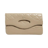 CHANEL Polished Lambskin Clutch Women's Dark Beige