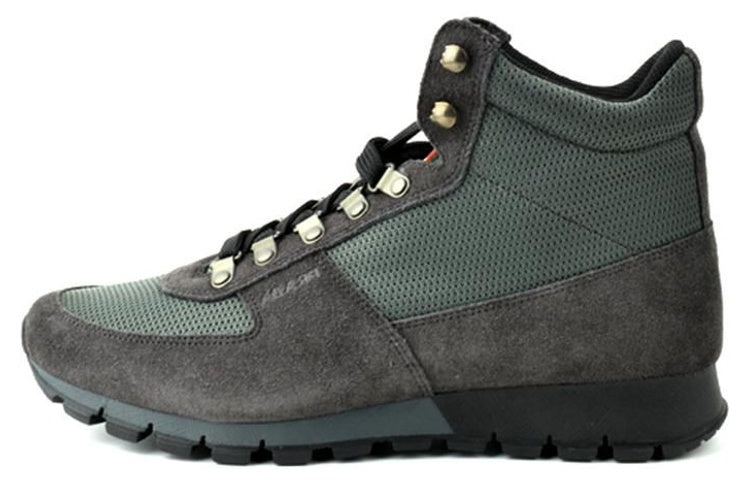 PRADA Abrasion Resistant High Top Sports Casual Shoes Men's Gray Green