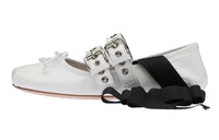MIU MIU Naplak Flat Casual Single Shoes Women's White
