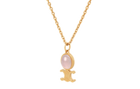 CELINE Triomphe Indie Small Necklace In Brass With Gold Finish And Pink Quartz