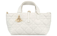 DIOR Cow Leather Native Handbag Trumpets Women's White