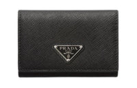 PRADA Leather Card Holder Women's Black