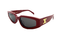 CELINE Acetate Irregular Shape Sunglasses Women's Red