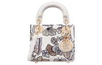DIOR Lady Dior Cow Leather Shoulder Bag Crossbody Bag Handbag Extra Mini Women's White