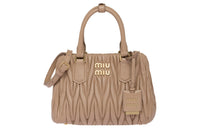 MIU MIU Leather Shoulder Bag Crossbody Bag Handbag Women's Camel