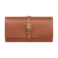 CELINE Cow Leather Wallet Large Size Women's Brown
