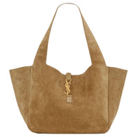 SAINT LAURENT Suede Tote Bag, Shopping Bag, Handbag, Shoulder Bag Women's Camel